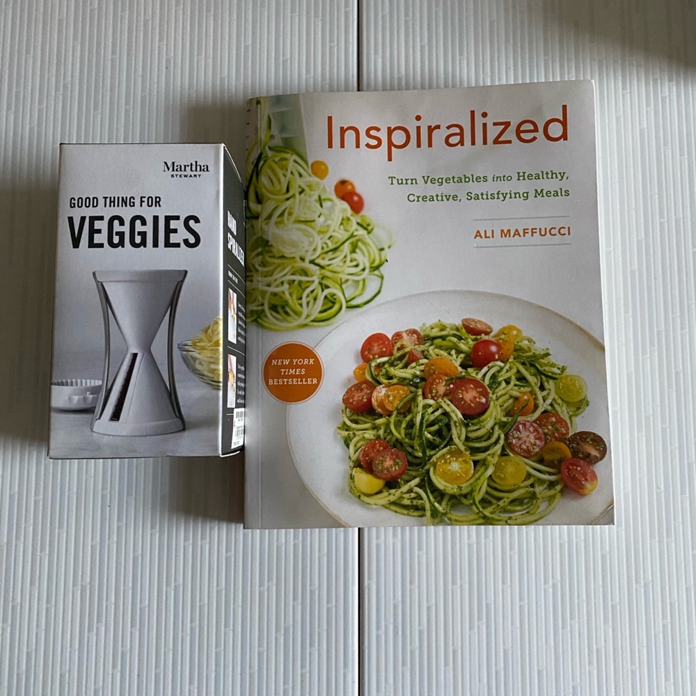 NEW Martha Stewart Silver Spiralizer & Inspiralized Cookbook Set $50 bundle Gift